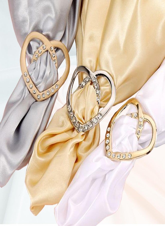 LAIFOOSHEN 10PCS Silk Scarf Ring, T shirt Ties Clips Clothes Corner Knotted Button for Women, 7 Styles Fashion Metal Round Circle Shirt Clip Buckle - Image 5